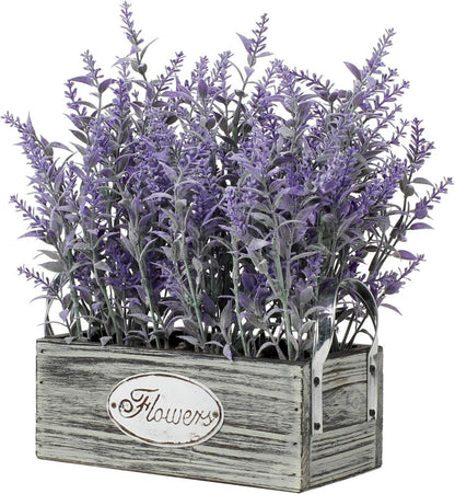 Künstlicher Lavendel Kunstblumen im Antik-Holztopf