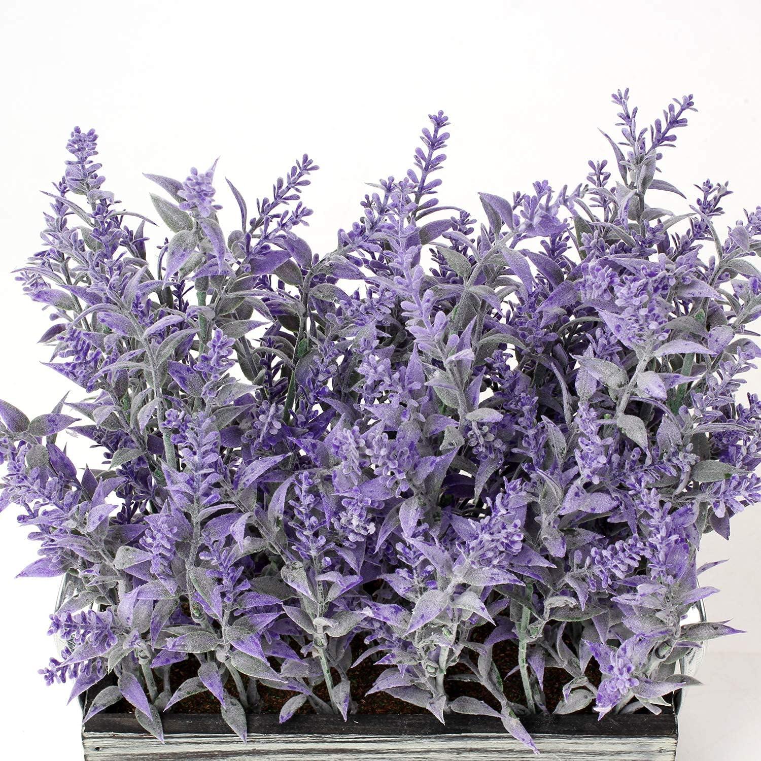 Künstliche Lavendel Blumen Kunstpflanzen Indoor Outdoor Dekor Holztopf