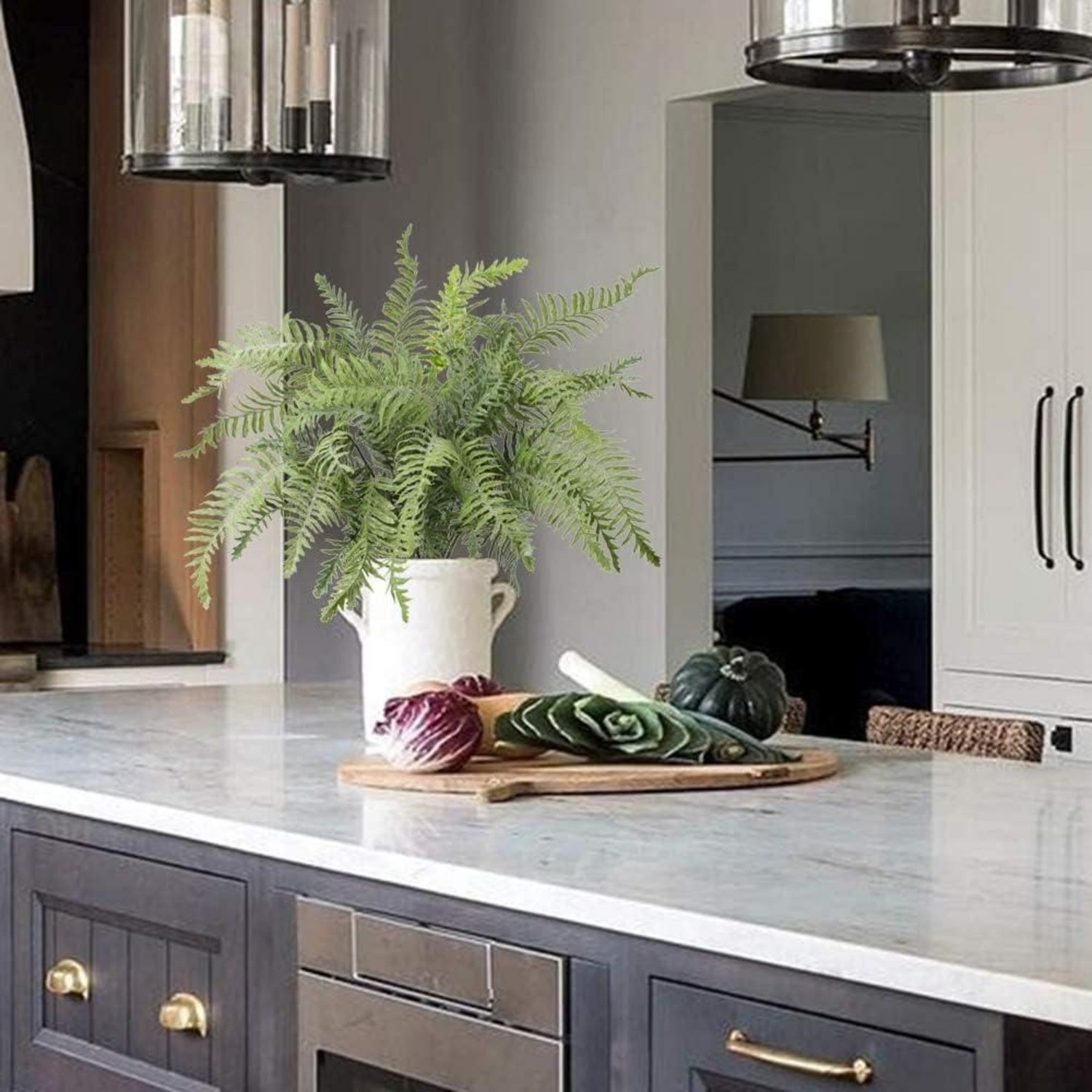 Künstlicher Farnzweig Boston Farnpflanzen Kunstpflanze Plastikfarnblätter 76CM 3 Zweigen