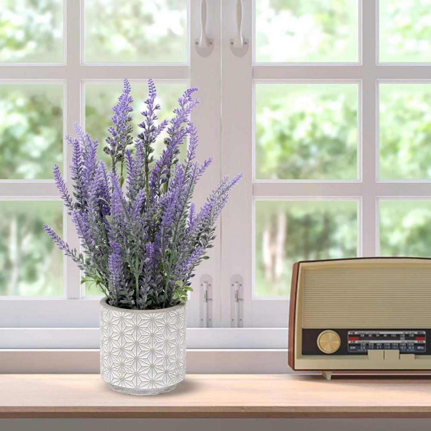 Künstliche Lavendel Blumen Kunstpflanzen Flocked Kunststoff Indoor Outdoor Home