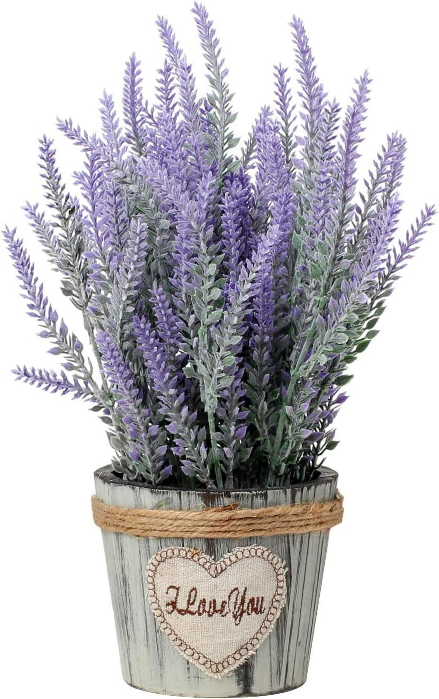 Künstlicher Lavendel Blumen Kunstpflanze Holztopf Indoor Outdoor Büro