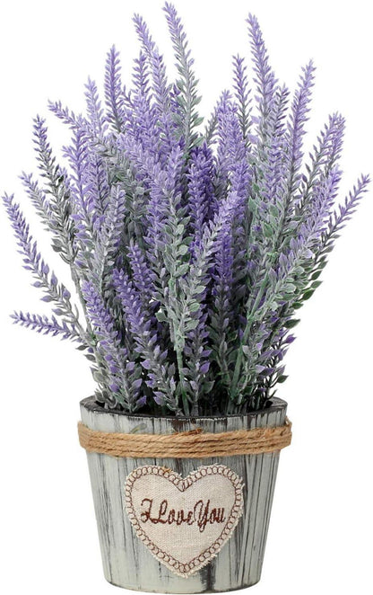 Künstlicher Lavendel Blumen Kunstpflanze Holztopf Indoor Outdoor Büro