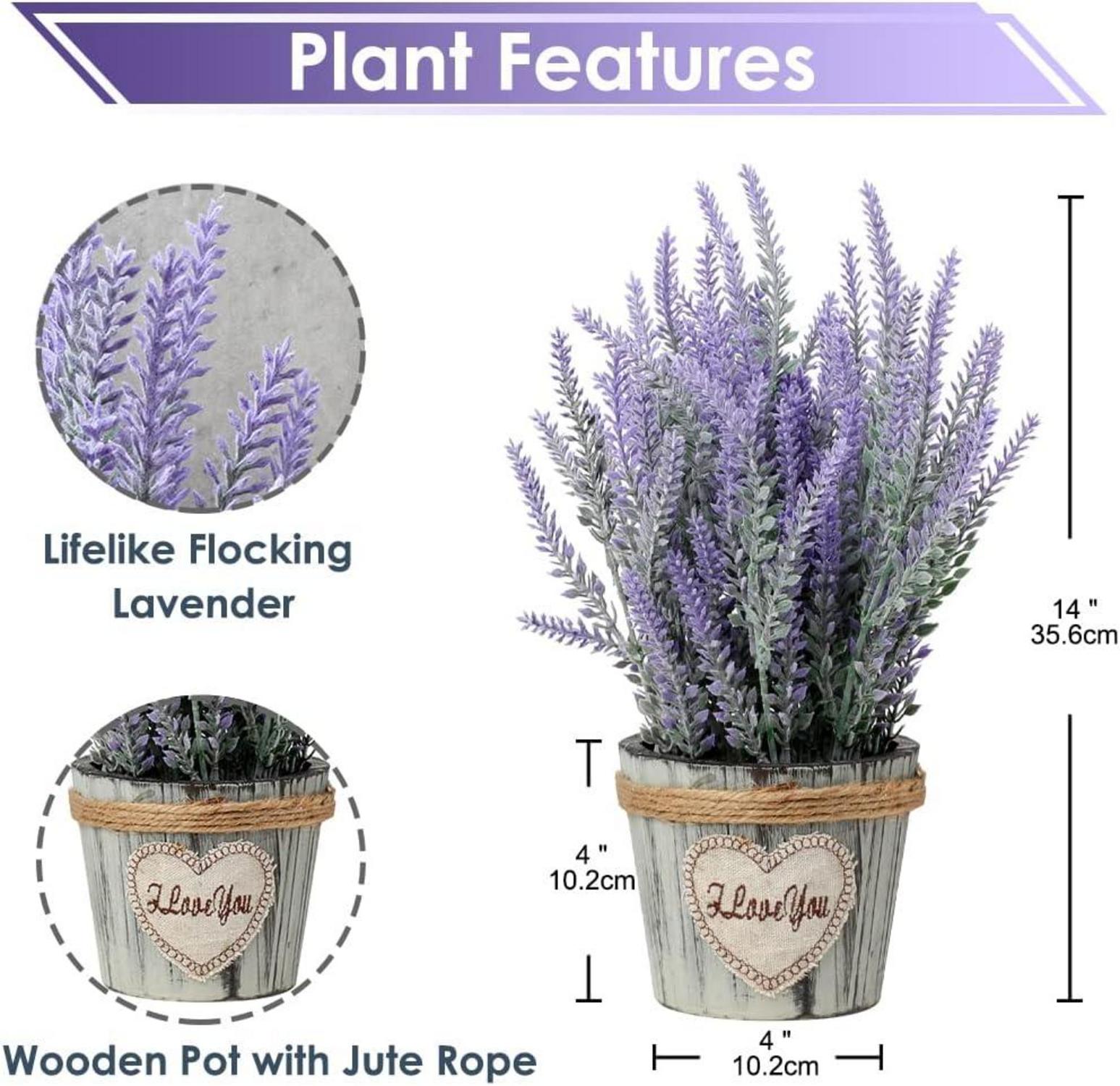 Künstliche Lavendel Blumen Kunstblume in Antikem Holztopf