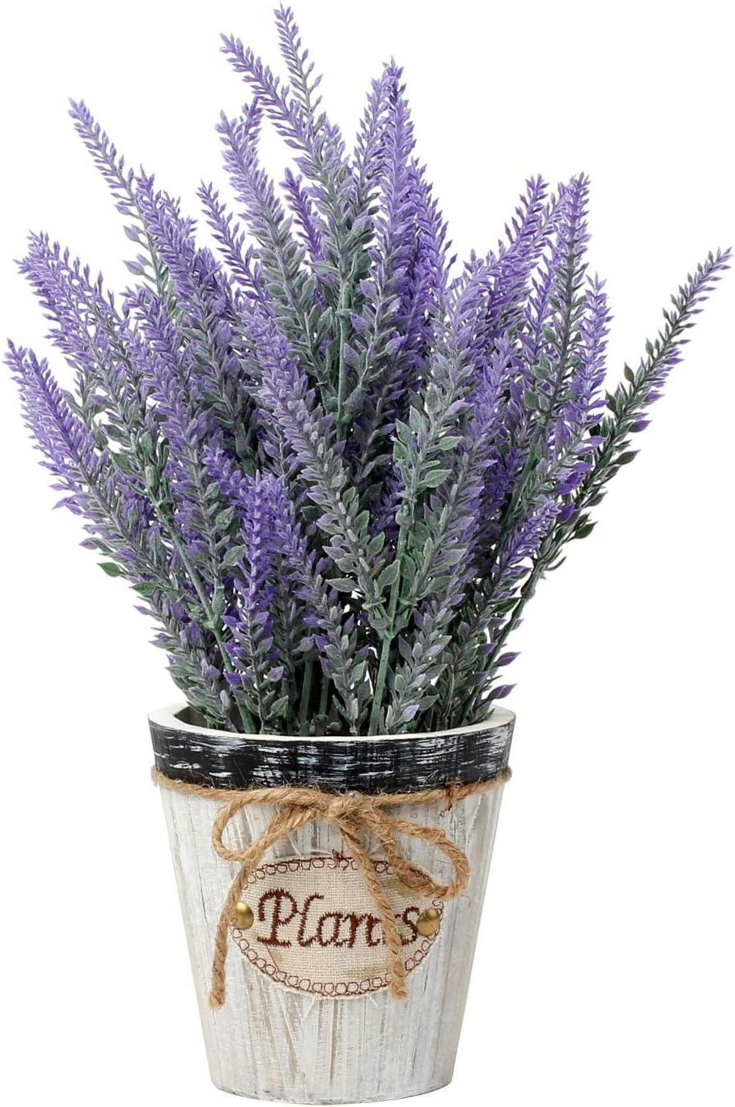 Künstliche Lavendel Blumen Kunstpflanze Antiker Holztopf Indoor