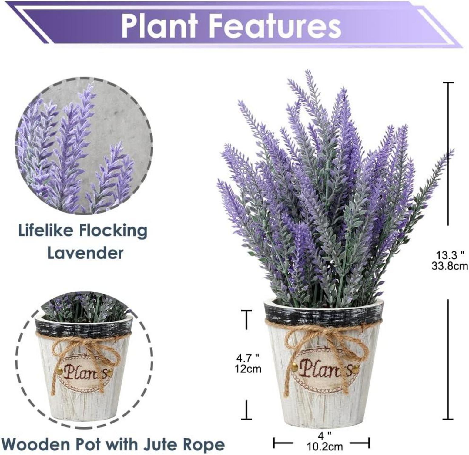 Kunstblume Lavendel im Antiken Holztopf Indoor/Outdoor