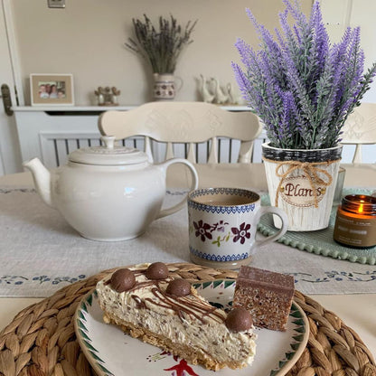 Künstliche Lavendel Blumen Kunstpflanze Antiker Holztopf Indoor