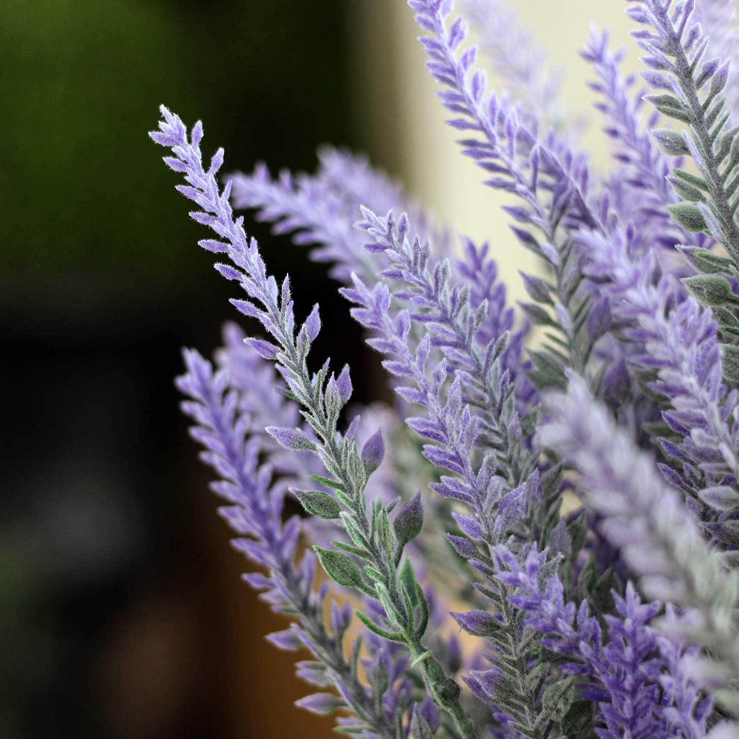 Künstliche Lavendel Blumen Kunstpflanze  Deko Antik Holztopf Indoor