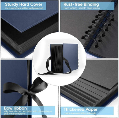 DazSpirit Fotoalbum 80 Schwarze Seiten Scrapbook DIY Fotoalben Groß Baby Hochzeits Geschenk