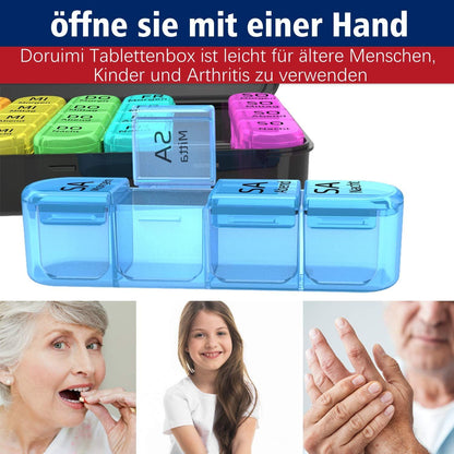 Tablettenbox 7 Tage Pillendose Große Fächer Medikamentenbox
