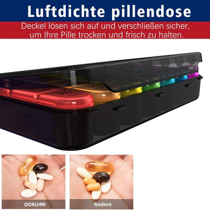Tablettenbox 7 Tage Klein Pillendose Große Fächer Schwarz