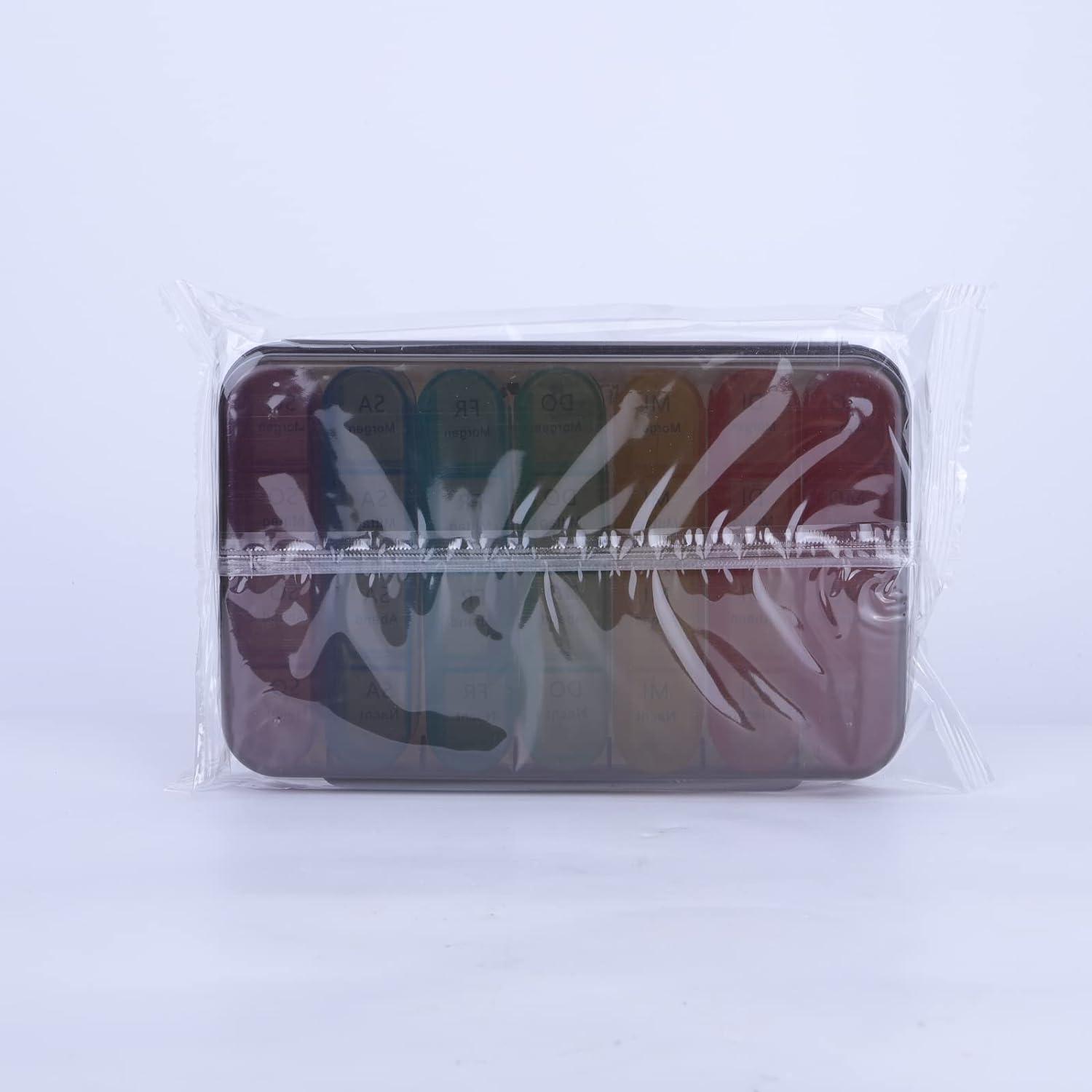 Tablettenbox 7 Tage Klein Pillendose Medikamentenbox große Fächer - Schwarz