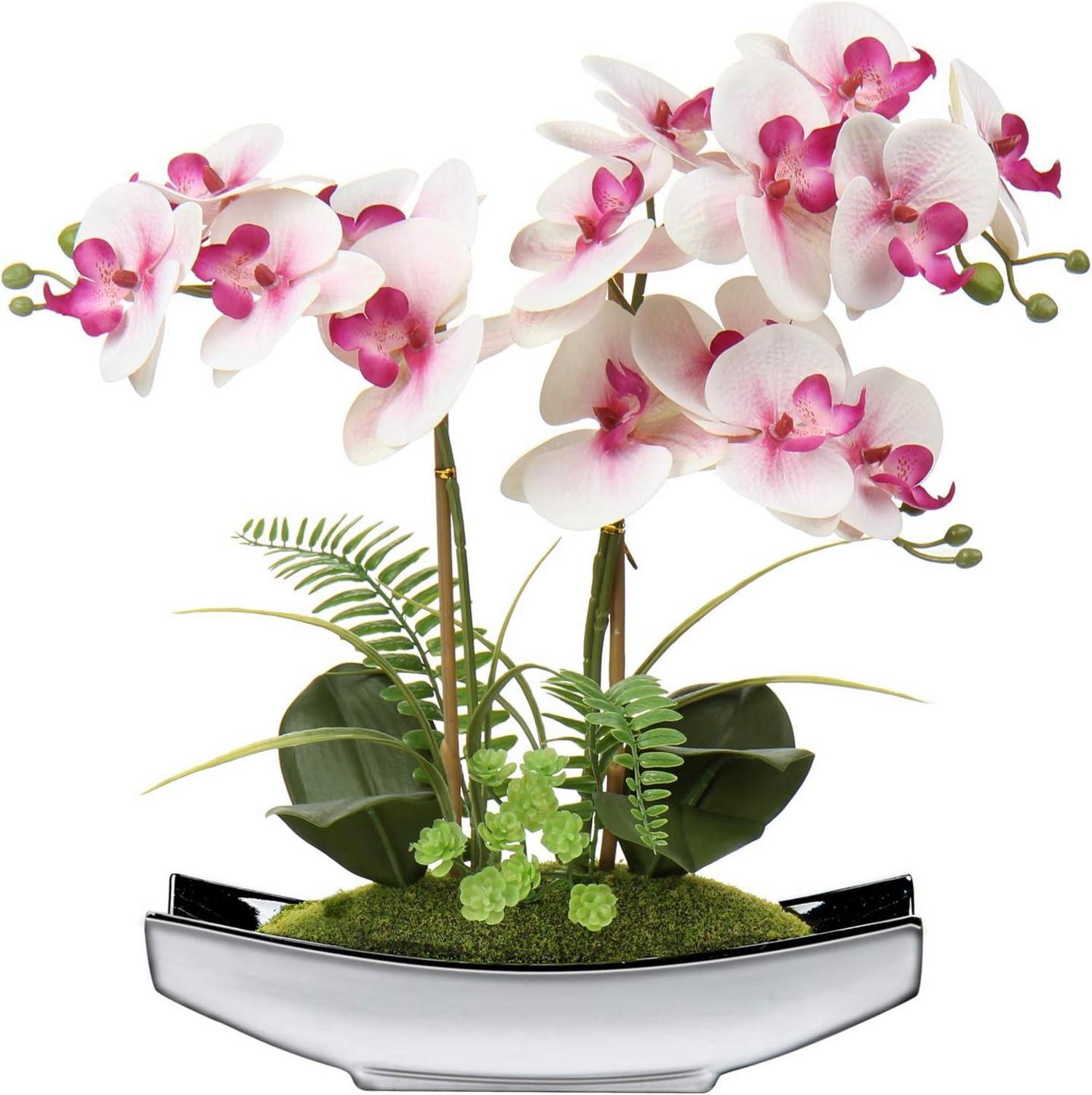 Künstliche Orchidee Phalaenopsis Deko Blumen Topf 38CM Rose