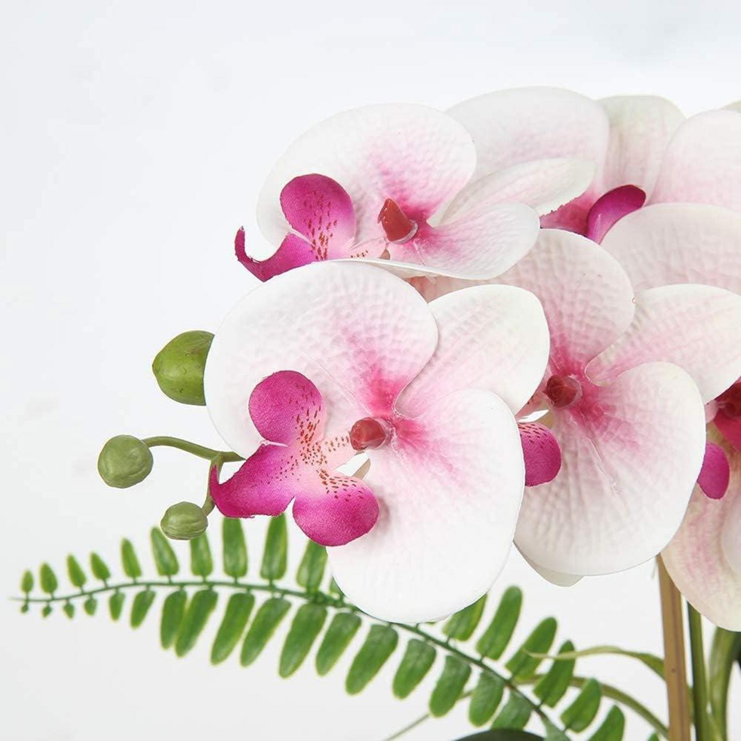 Künstliche Orchideen Phalaenopsis Bonsai Deko 38CM Rosa Topf