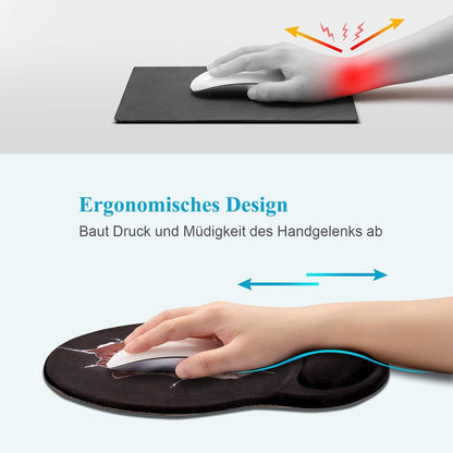 Ergonomisches Mousepad mit Handgelenkauflage - Katze Schwarz