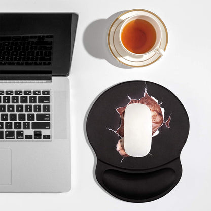 Ergonomisches Mauspad mit Gelkissen und Katzenmotiv