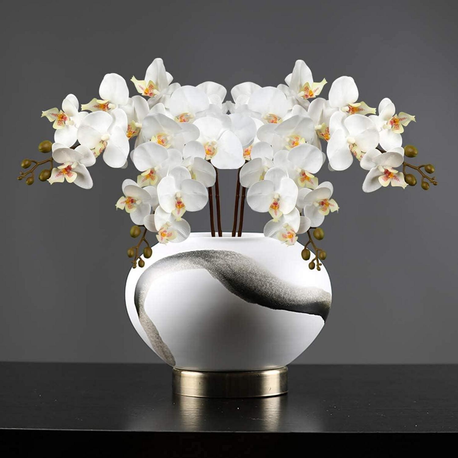 Künstliche Orchidee Kunstblumen Set 2 weiße Phalaenopsis 87.8cm