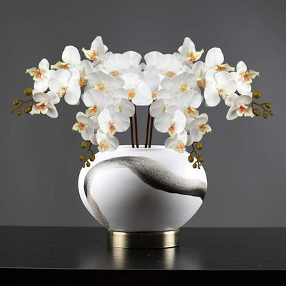 Künstliche Orchidee Kunstblumen Set 2 weiße Phalaenopsis 87.8cm
