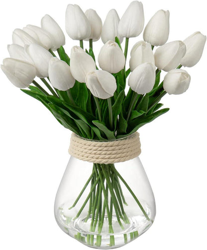 Künstliche Tulpen Blumenstrauß Latex Blumen Seide Real-Touch White 10