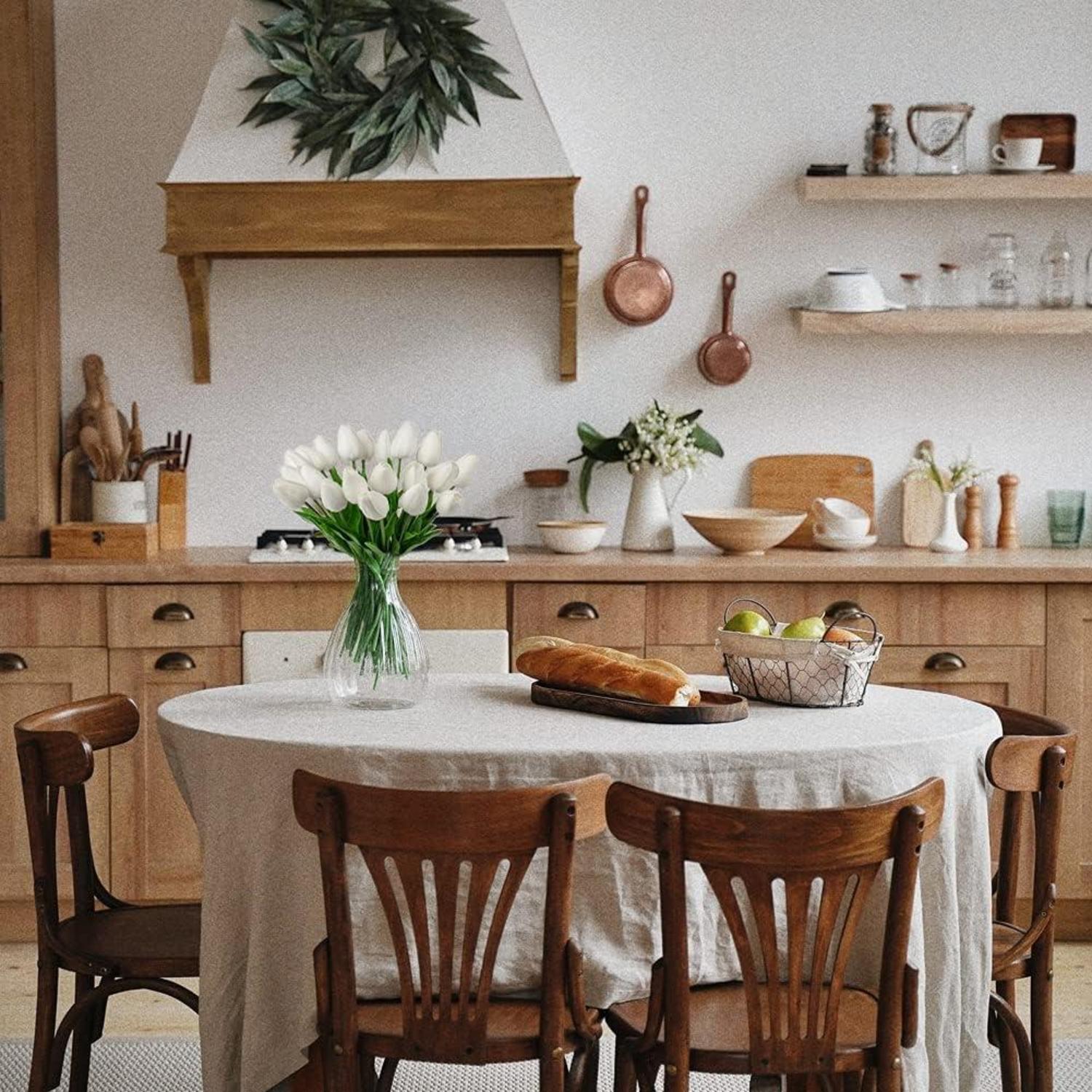 10 Stück Künstliche Tulpen Blumenstrauß Seide Latex Weiß 10