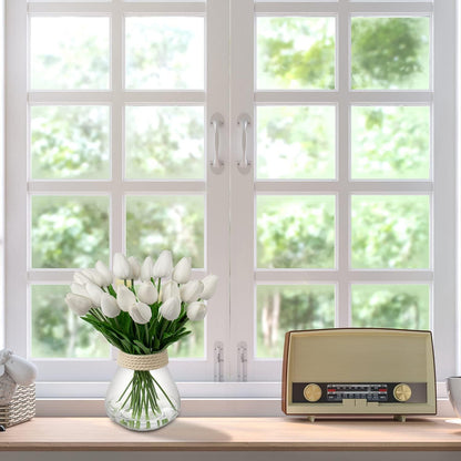 Künstliche Tulpen Blumenstrauß Latex Blumen Seide Real-Touch White 10