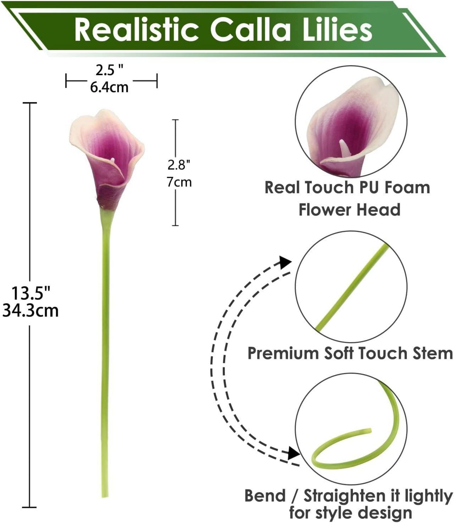 20 Stück Künstliche Calla Lily Seidenblumen Hochzeit Party