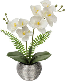 Kunstblume Orchidee künstlich im Topf weiß 33 cm