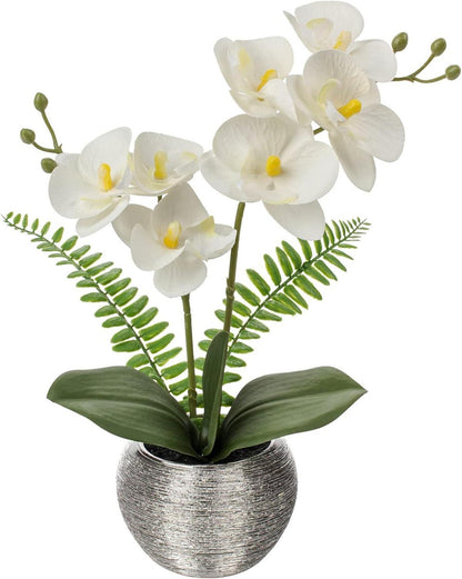 Kunstblume Orchidee künstlich im Topf weiß 33 cm