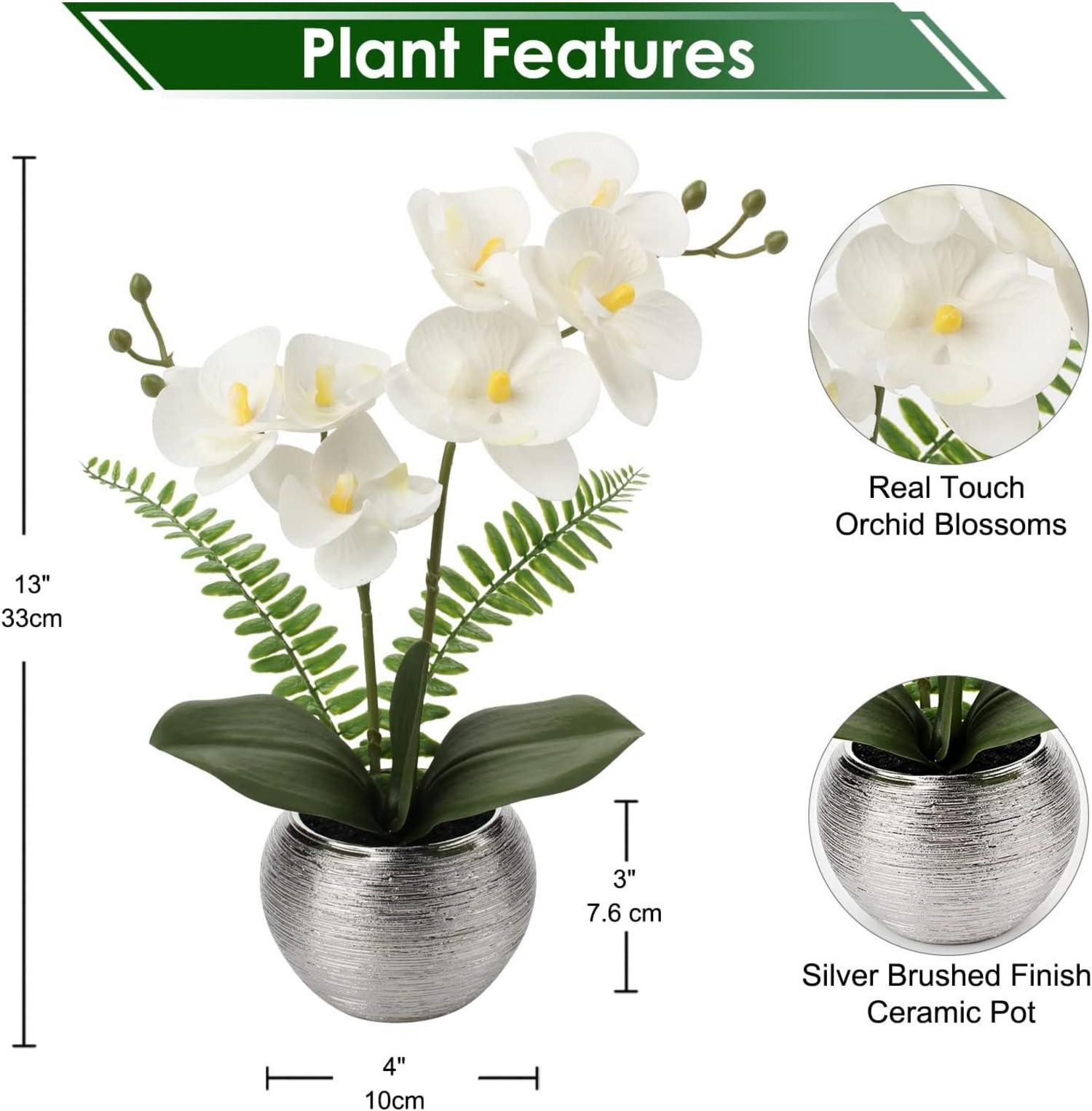 Kunstblume Orchidee Phalaenopsis weiß Deko Blumen Topf 33cm