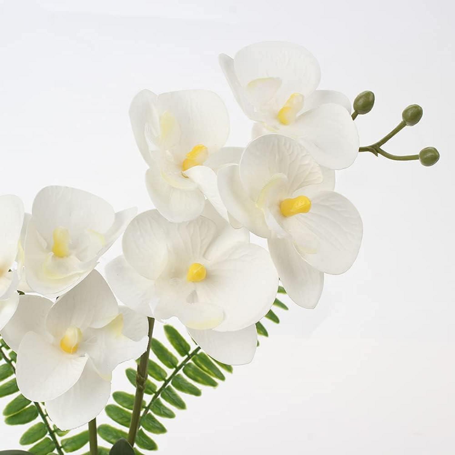 Kunstblumen Orchideen Phalaenopsis weiß Deko Blumen im Topf 33cm