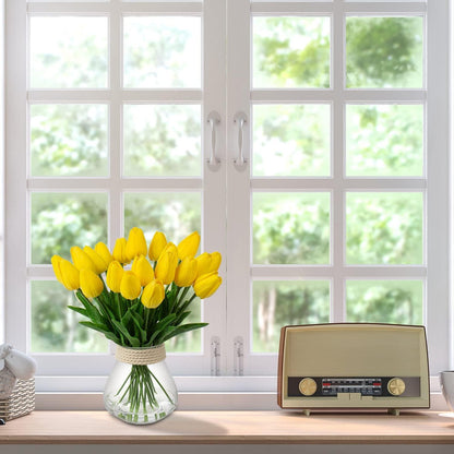 20 Stück Künstliche Gelbe Real-Touch Tulpen für Dekoration