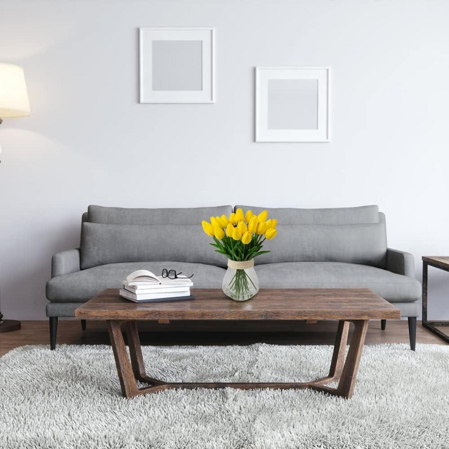 20 Stück Künstliche Tulpen Blumenstrauß Latex Real-Touch Gelb