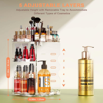 360° Drehbarer Kosmetik Organizer mit Wellenform, Transparent
