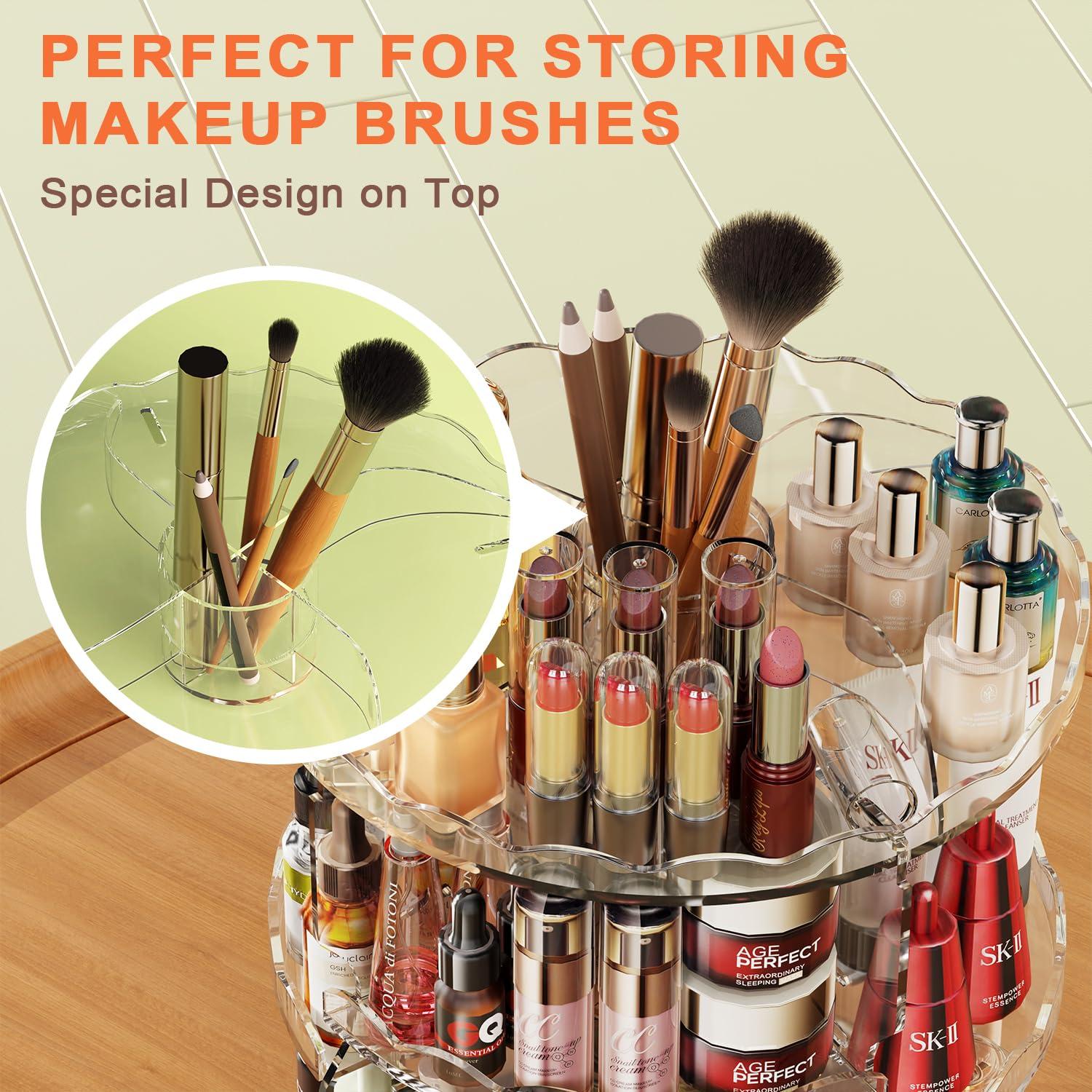 Auxmir Make-Up Organizer 360° drehbar Beauty Organizer Wellenform Transparent
