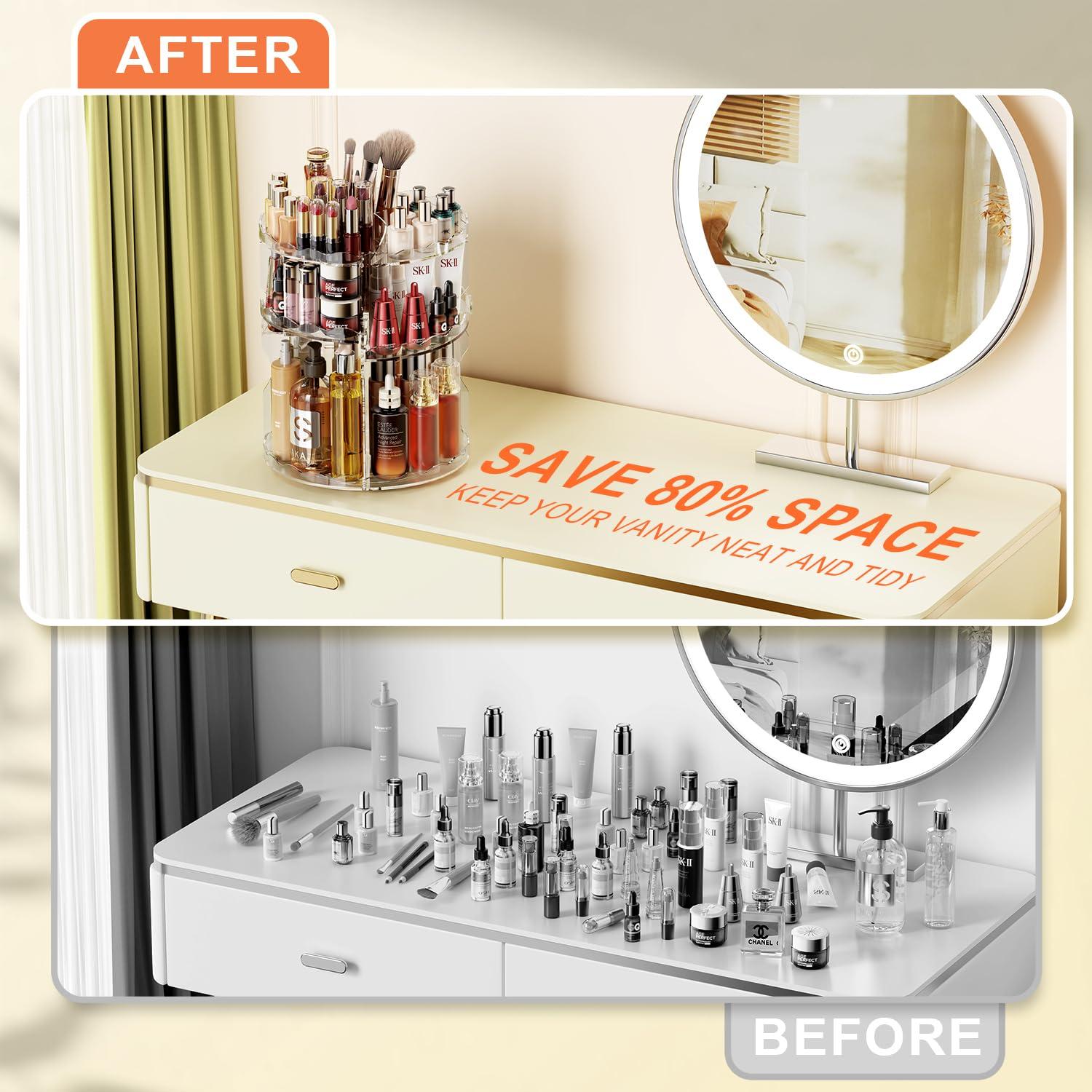 360° Drehbarer Makeup Organizer mit Wellenform, Transparent