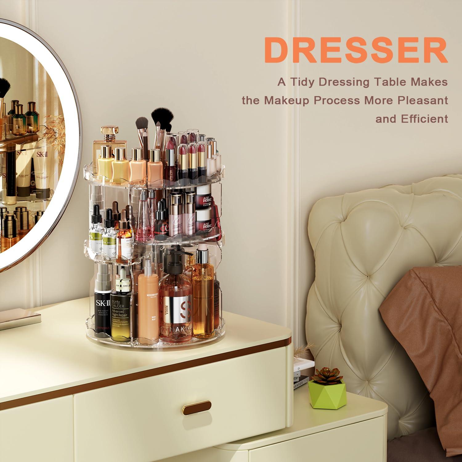 Kosmetik Organizer 360° Drehbar Makeup Aufbewahrung Transparent