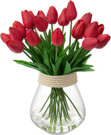 Kunsttulpen 20 Stück Rot Latex Blumenstrauß für Home Party Garten deco