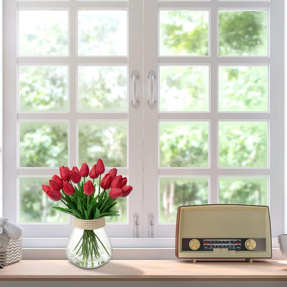 Kunsttulpen 20 Stück Rot Latex Blumenstrauß für Home Party Garten deco