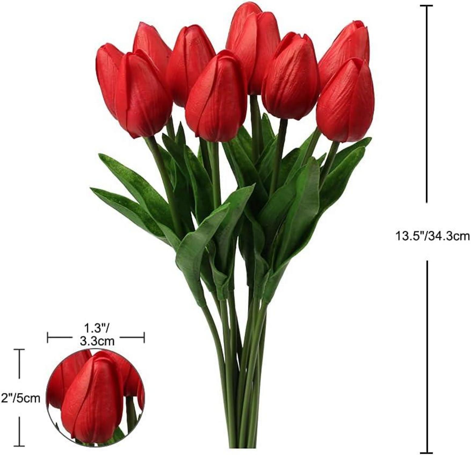Künstliche Tulpen Blumenstrauß Rot Latex Real-Touch 20 Stück