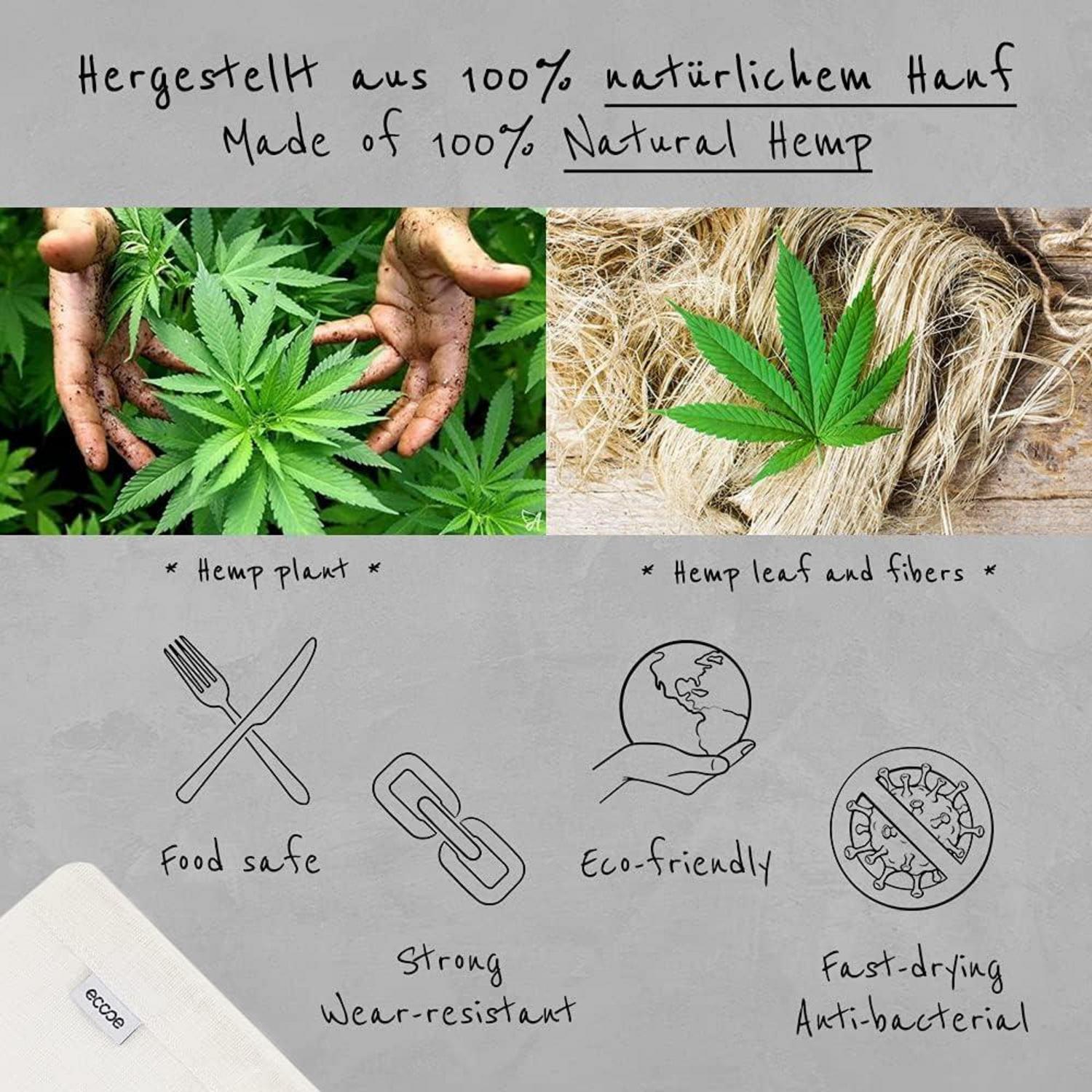 Nussmilchbeutel aus Natürliche Hanf 2er Set 28x30cm Bio waschbar
