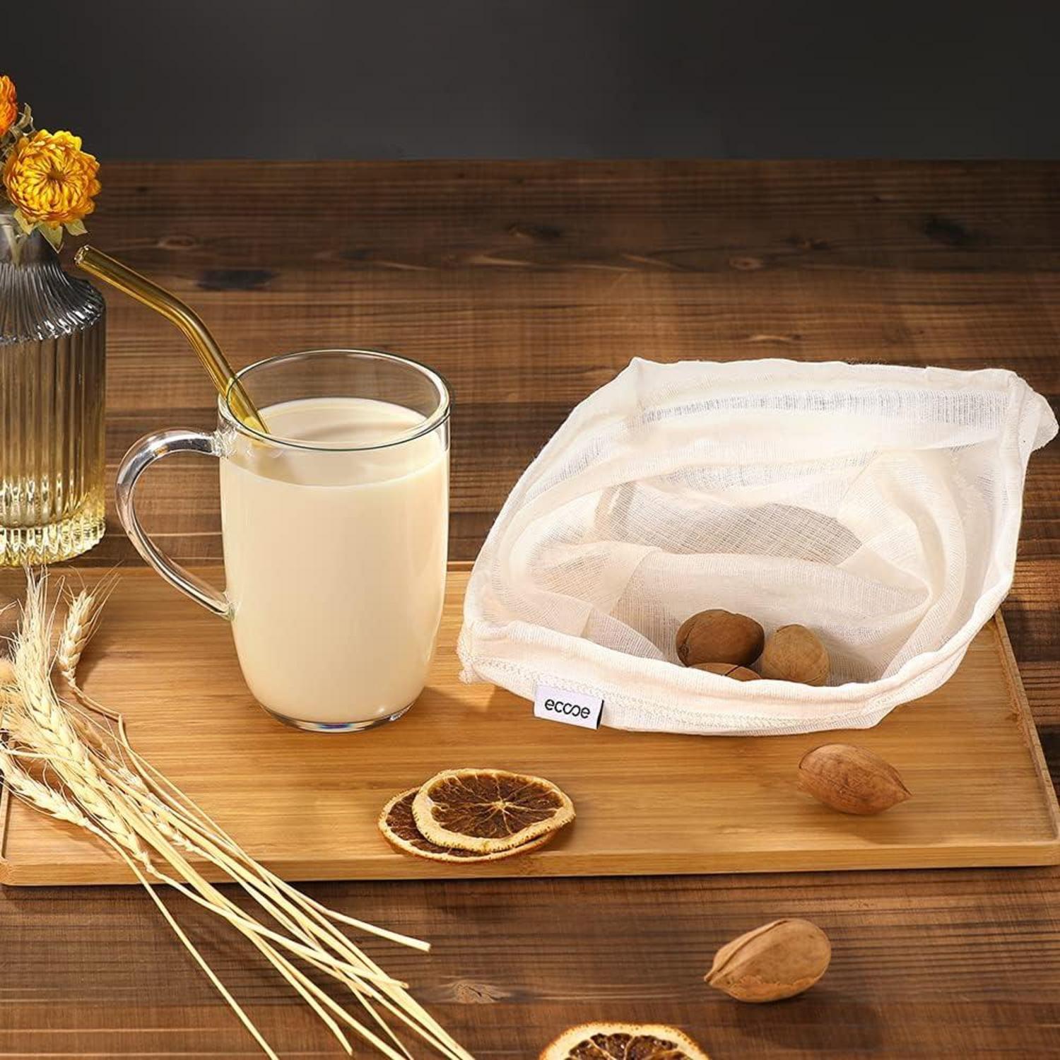 Nussmilchbeutel Hanf 28x30cm vegane Nussmilch Filtertuch waschbar 2er Set