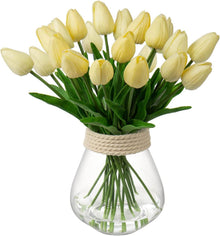 20er Set Künstliche Tulpen Real-Touch Latex Blumen Gelb 34cm