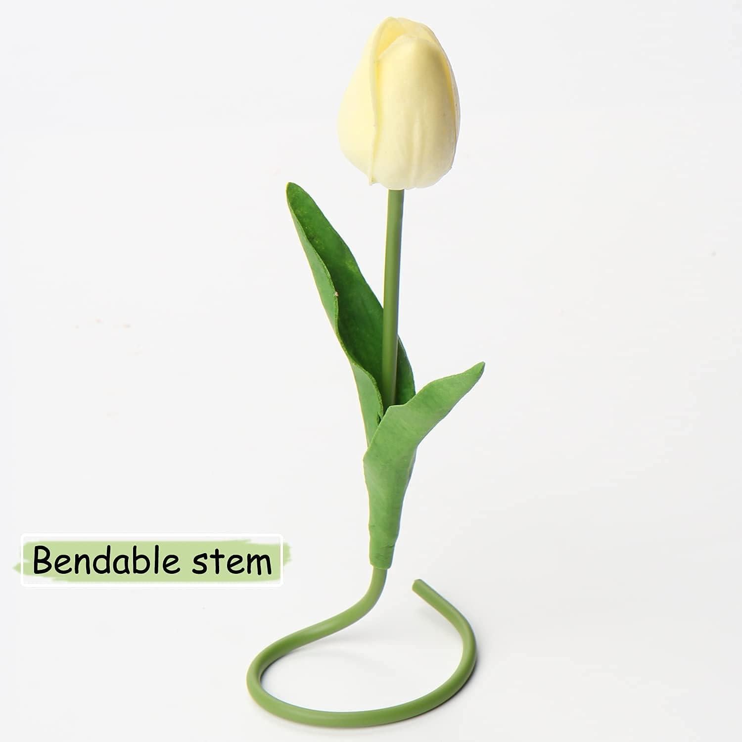 20 Stück Tulpen Künstlich Real-Touch Latex Tulpe Blumen Deko 34cm Gelb