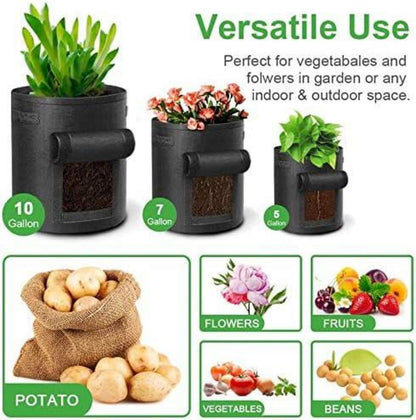 7 Gallonen Potato Growing Bags 5er Pack mit Sichtfenster und Griffen