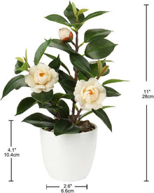 Künstliche Kamelie Deko-Blume gelbe Blüte Seidenblumen 28cm