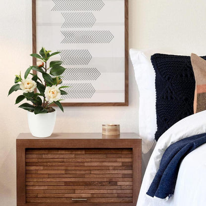 Künstliche Kamelie Seidenblume Gelb Deko Kunstpflanze 28cm