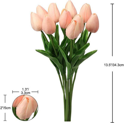 20 Stück Künstliche Tulpen Blumenstrauß Latex Real-Touch für Dekoration