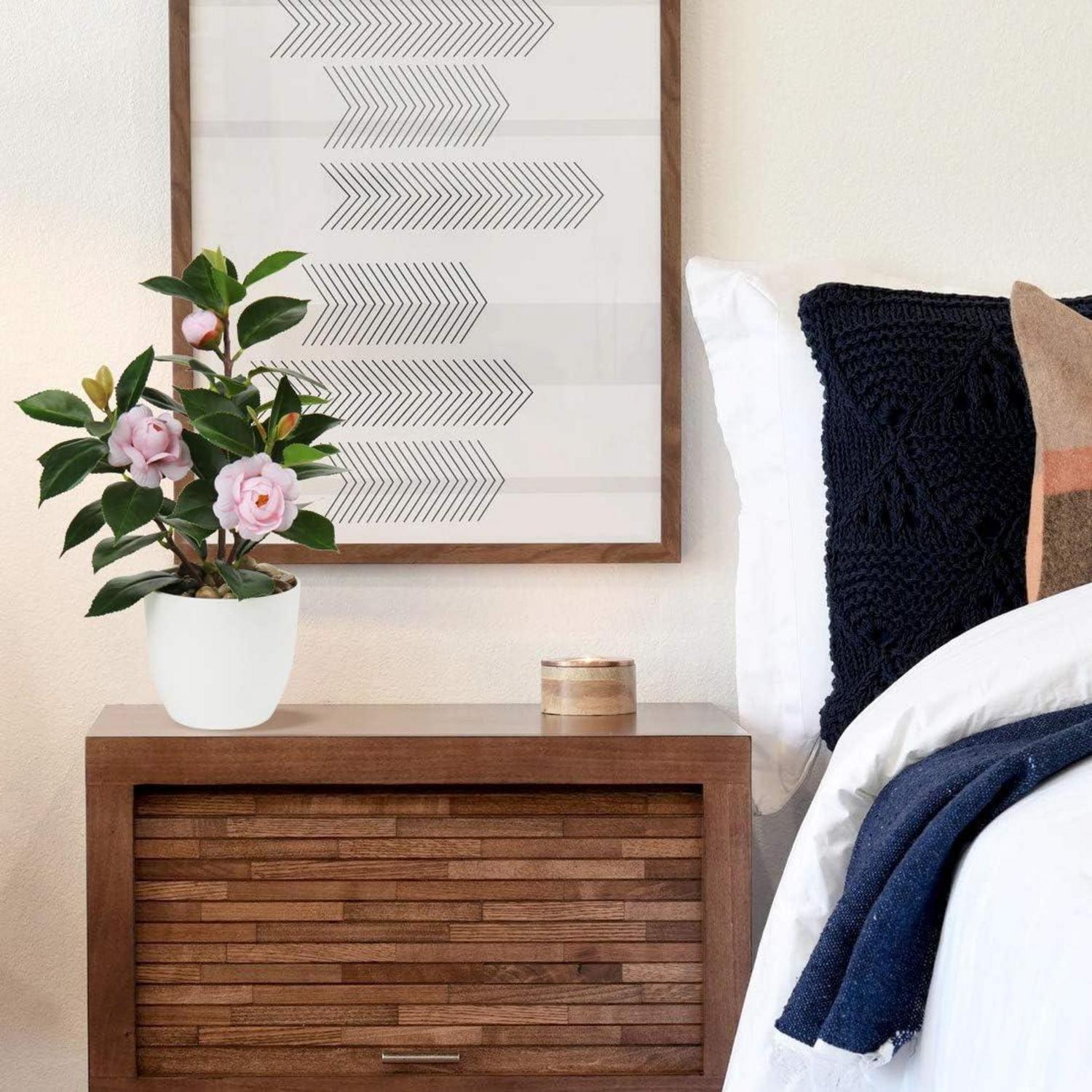 Künstliche Kamelie Kunstpflanze Seidenblumen Deko 28cm Rosa