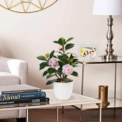 Künstliche Kamelie Kunstpflanze Seidenblumen Deko 28cm Rosa