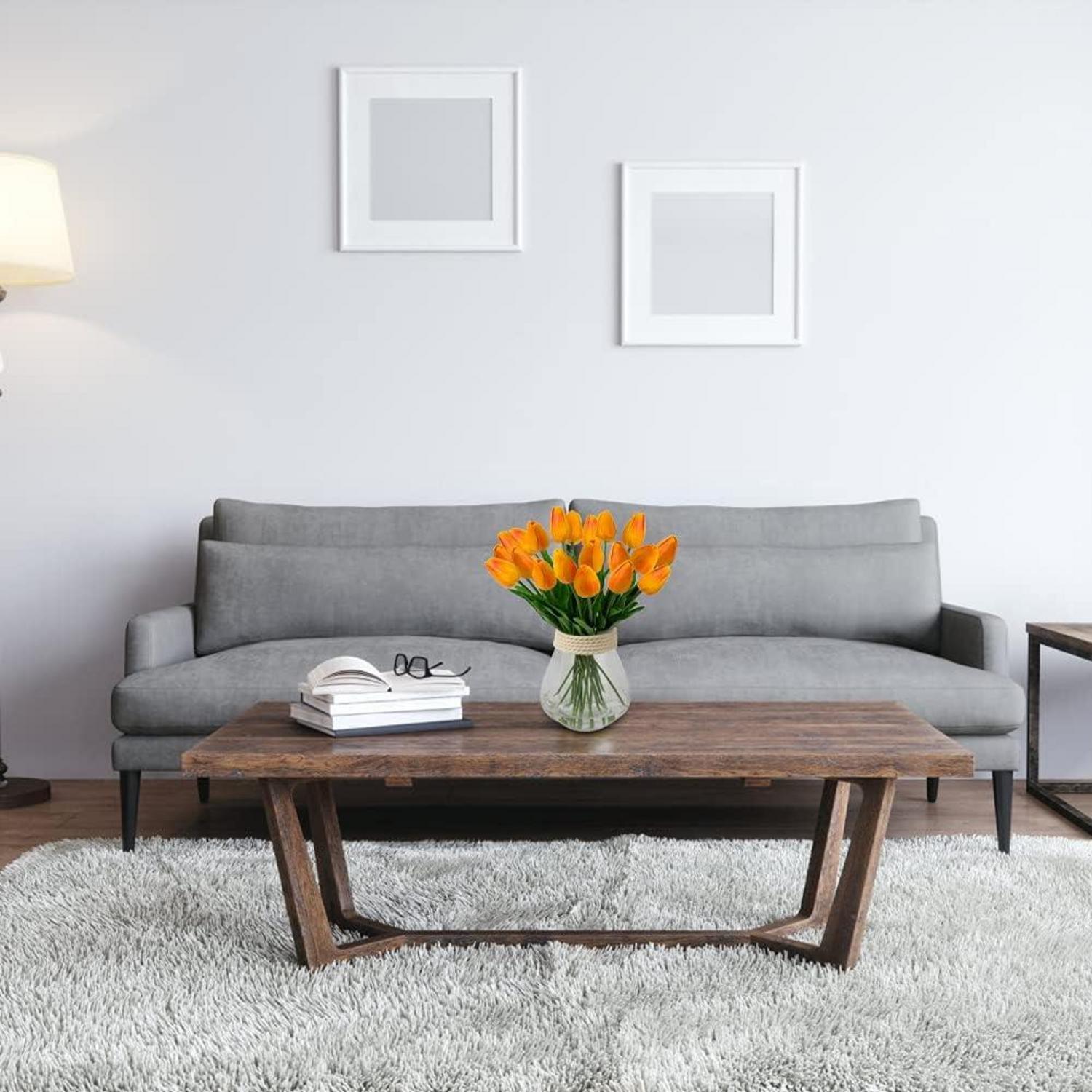 20 Stück Künstliche Tulpen Blumenstrauß Latex Real-Touch Orange