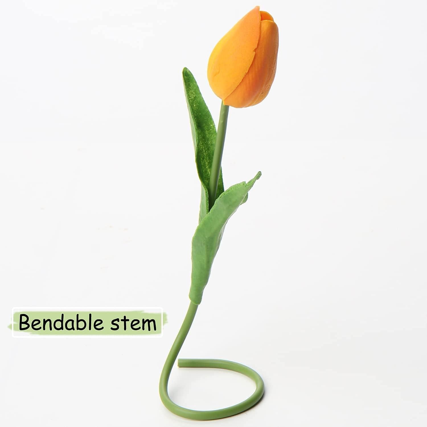 20 Stück Künstliche Tulpen Blumenstrauß Latex Real-Touch Orange